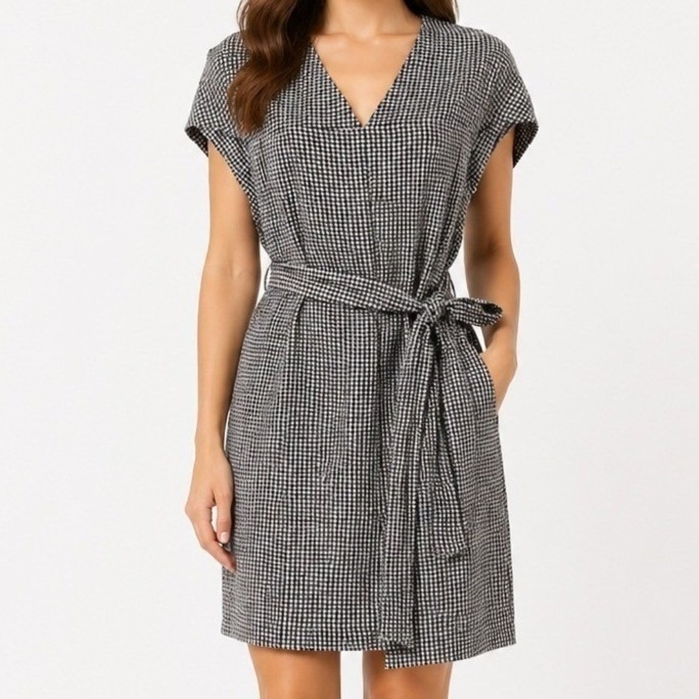 Club Monaco Vanellie Houndstooth Cocoon Shift Dress 0‎ Black White Career NEW
